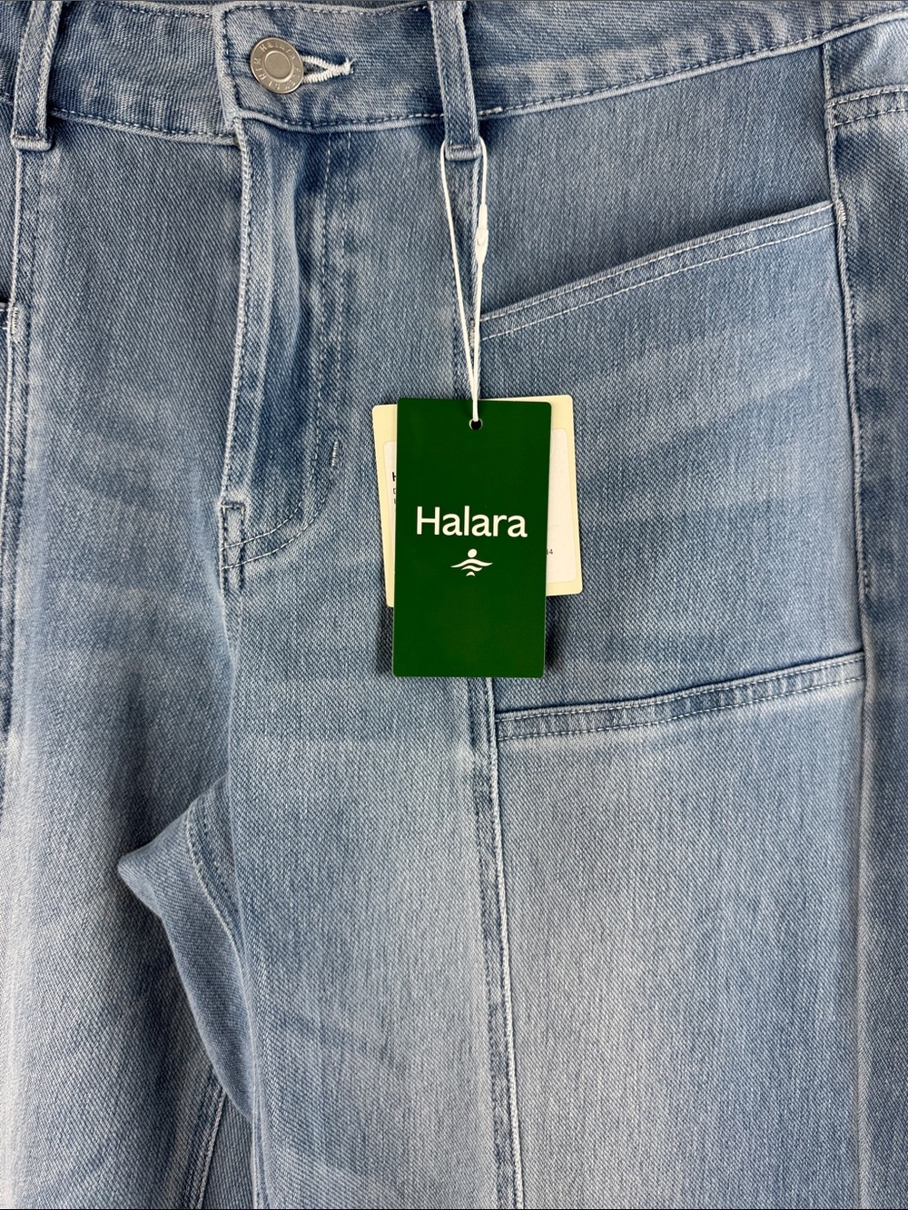 Halara Flex Denim Wide Leg Jeans Medium Stretch High Rise Light Wash - Picture 2 of 13